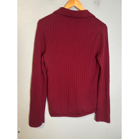 Banana Republic Womens Nezha Merino Wool Sweater Polo Malbec Red Burgundy Large - Picture 8 of 10